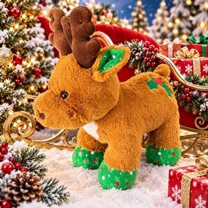 Build a Bear Holly Berry Reindeer Plush Brown Green Mistletoe Stuffed Christmas